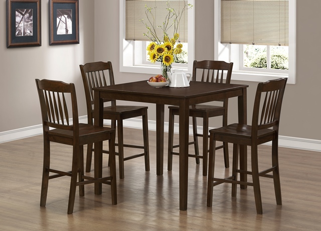 Cappuccino Veneer Counter Height Dining Set - 5 Pieces