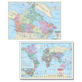 Universal Map 27150 Canada - World Rolled Map Combo - Laminated