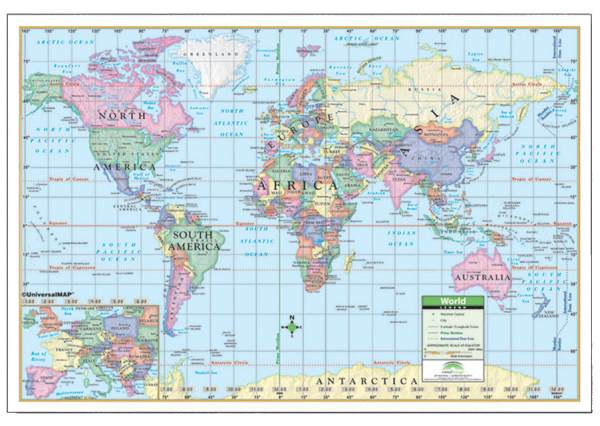 Universal Map 11766 40 X 28 Inch World Paper - Rolled Map