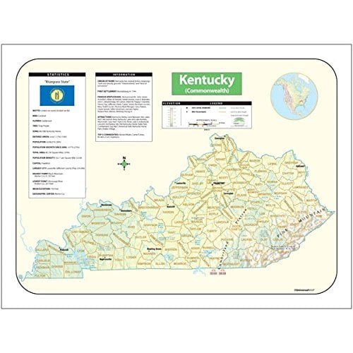 Universal Map 28386 Kentucky State Shaded Relief Map