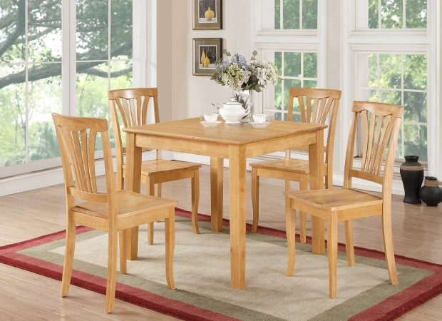 Oxav5-oak-w 5 Piece Small Kitchen Table And Chairs Set-square Dinette Table And 4 Kitchen Chairs