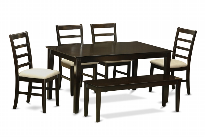 Capf6-cap-c 6 Piece Kitchen Table With Bench Set-dinette Table And 4 Kitchen Chairs And Bench