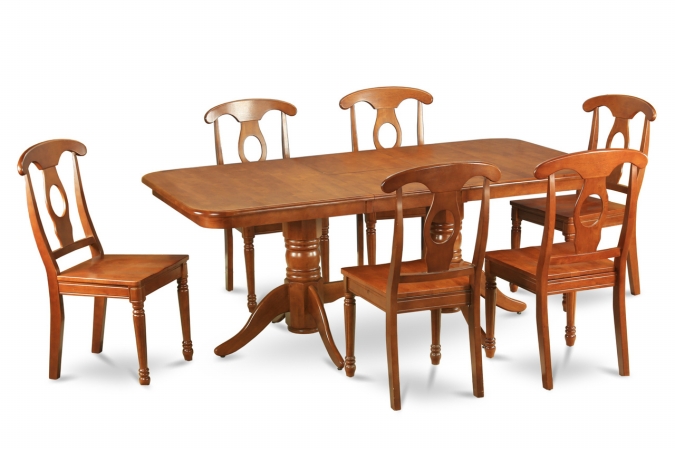 NANA5-SBR-W 5 Piece Dining Set Dining Table and Chair Set Having Oval Table With Leaf and 4 Dining Chairs