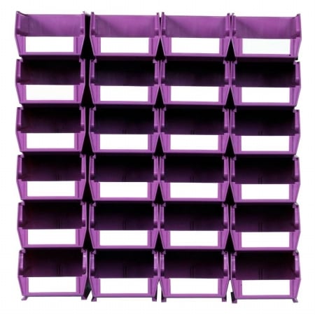 3-210wows Wall Storage Unit With Orchid Interlocking Poly Bins