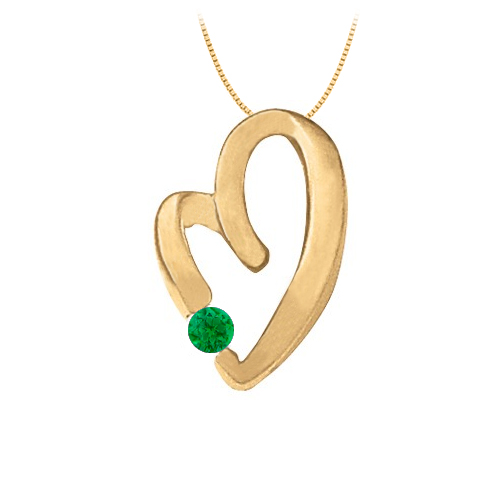 UBUNPD30889AGVYE May Birthstone Emerald Heart Pendant in Sterling Silver with Yellow Gold Vermeil 0.15 CT TGW