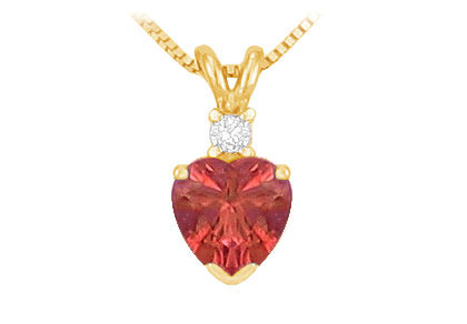 Ubupdvht600ragvy July Birthstone Ruby Heart Pendant With Cubic Zirconia In Gold Vermeil Over 925 Silver