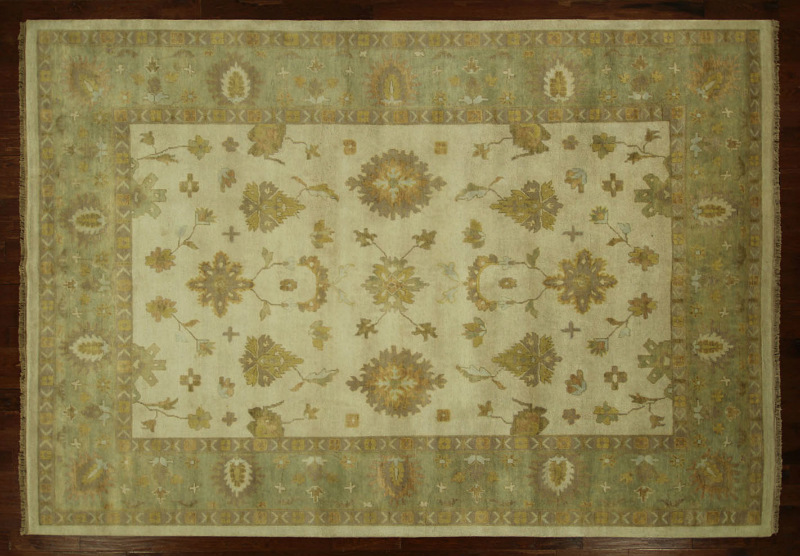 H3507 New Elegant Floral Ivory Oushak 10 X 15 Ft. Hand Knotted Turkish Wool Area Rug