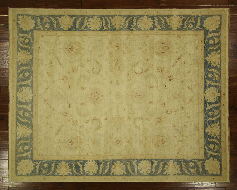 H3802 New Floral Pakistani Chobi Peshawar 8 X 10 Ft. Hand Knotted Ivory Wool Area Rug