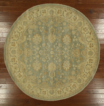 H3823 New Peshawar Oriental Wool Rug 8 Ft. Round Hand Knotted Natural Dyed Area Rug