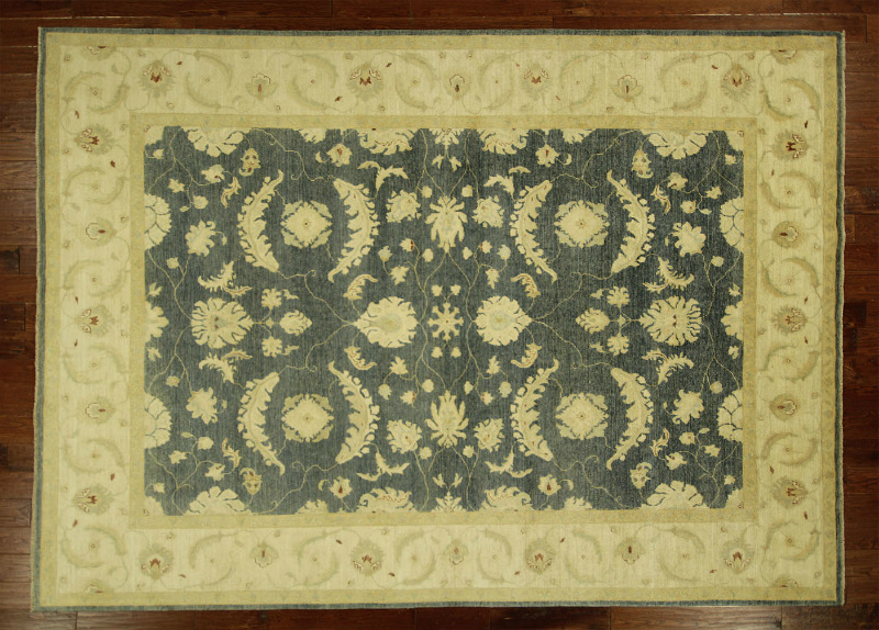 H5968 New Super Pakistani Chobi Blue Vegetable Dyed Floral Hand Knotted Wool 9 X 12 Ft. Rug