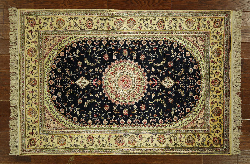 7 X 10 Ft. Persian Oval Silk Kashan Hand Knotted Multi-color Garden Rug