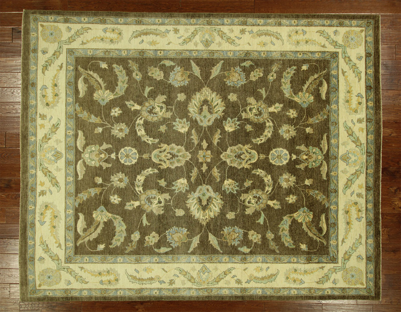 H5994 Unique Floral 8 X 10 Ft. Hand Knotted Wool Pakistani Sepia Brown Chobi Area Rug