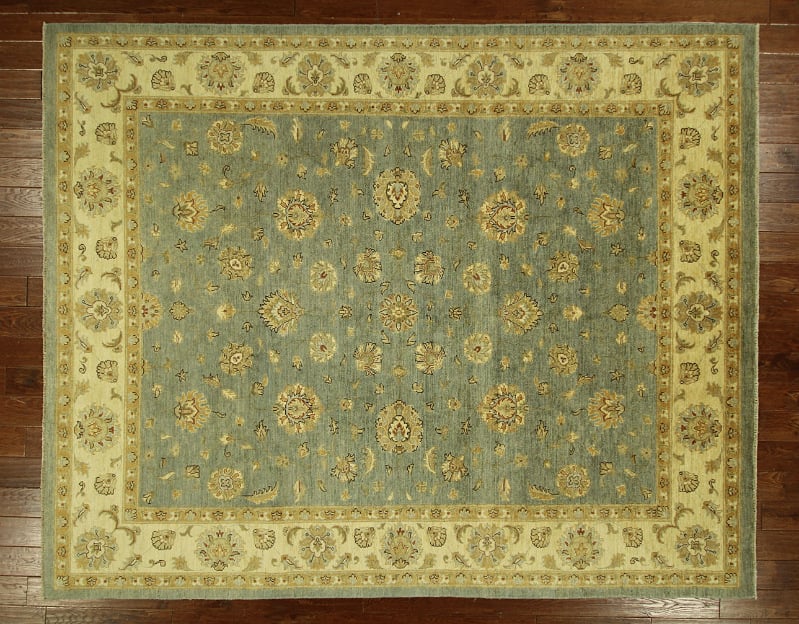 H6026 Traditional Soft Blue Chobi Collection 8 X 10 Ft. Hand Knotted Wool Floral Rug