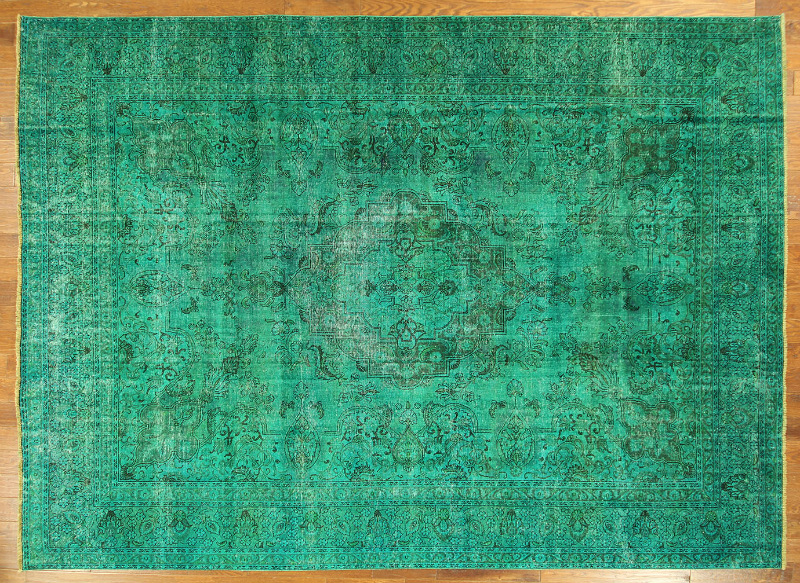 H6120 New Unique 10 X 13 Ft. Tebriz Persian Mint Green Overdyed Hand Knotted Wool Rug
