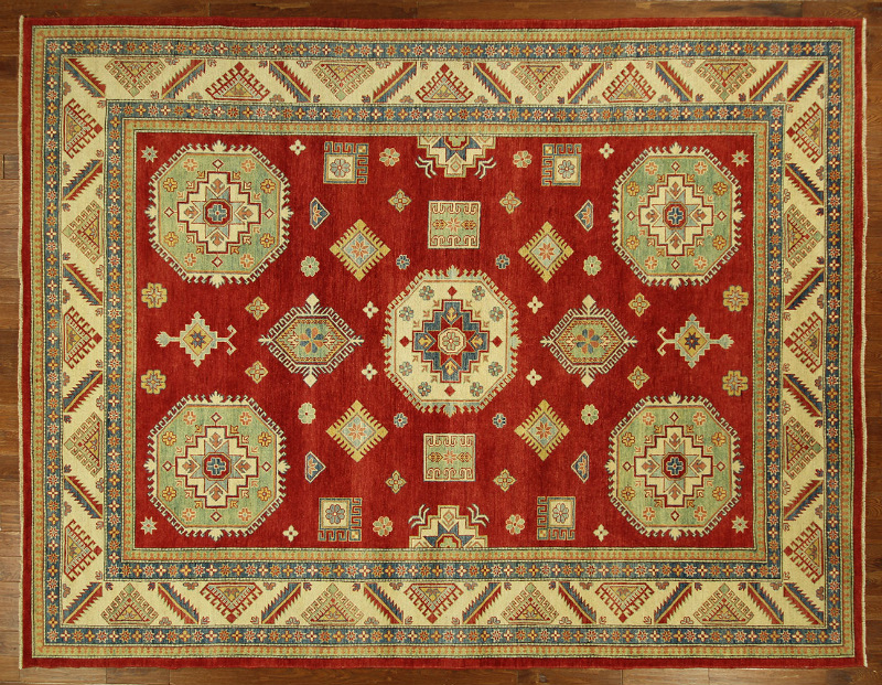 H6133 Traditional 10 Ft. 11 In. X 14 Ft. Oriental Red Super Kazak Hand Knotted Wool Rug