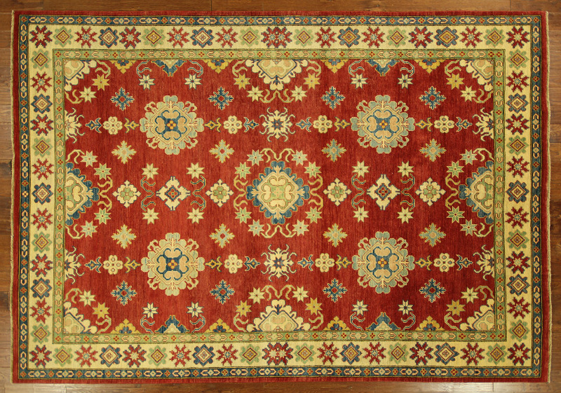H6139 9 X 12 Ft. Oriental Mesa Collection Red Super Kazak Hand Knotted Wool Area Rug
