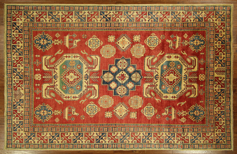 H6142 7 X 11 Ft. Adina Collection Hand Knotted Wool Red Super Kazak Oriental Area Rug