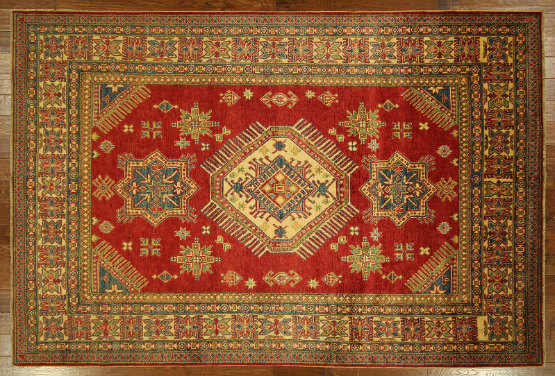 H6154 7 X 10 Ft. Mojave Collection Red Kazak Hand Knotted Wool European Design Rug