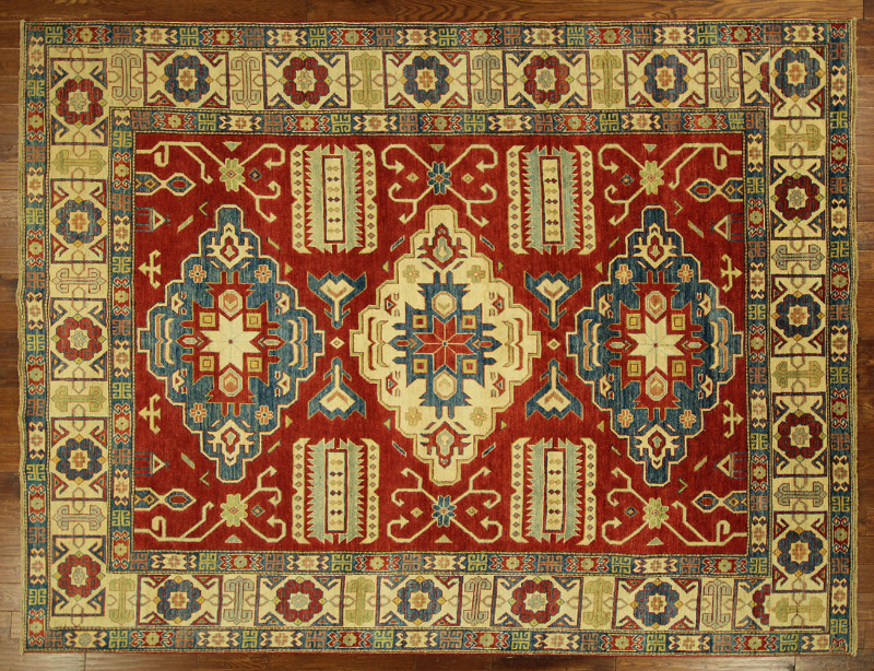 H6167 10 X 12 Ft. Adina Collection Red Super Kazak Hand Knotted Wool Oriental Area Rug