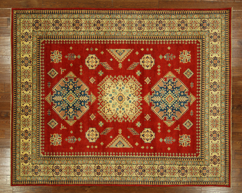 S512 New Hand Knotted Wool Rug 8 Ft. 1 In. X 9 Ft. 10 In. Super Kazak Handmade Tribal Rug