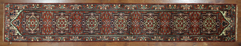 H5425 New Heriz Very Dyed Rust Hand Knotted Floral Runner Serapi Wool 3 X 16 Ft. Rug