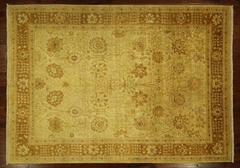 H6410 New 10 X 14 Ft. Oushak Collection Ivory Chobi Mahal Ziegler Hand Knotted Wool Rug