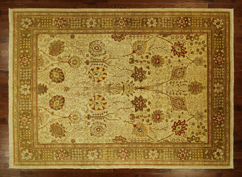 H6417 10 X 14 Ft. Oushak Collection Ivory Chobi Mahal Ziegler Hand Knotted Wool Rug