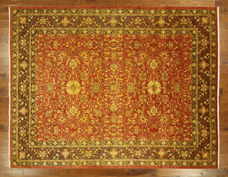 H6352 Rust Red Super Fine 9 X 12 Ft. Chobi Wool Morris Collection Floral Area Rug