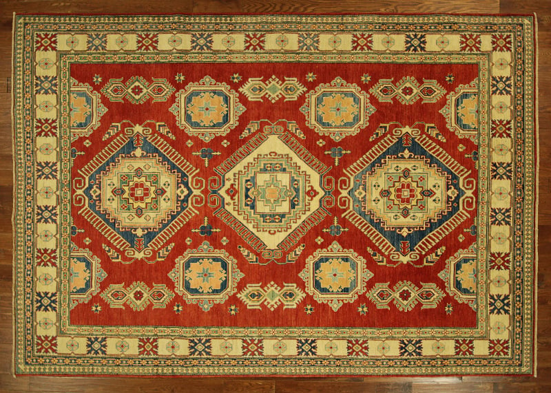 H6353 New Shirvan Collection Red Super Kazak 10 X 14 Ft. Hand Knotted Wool Area Rug