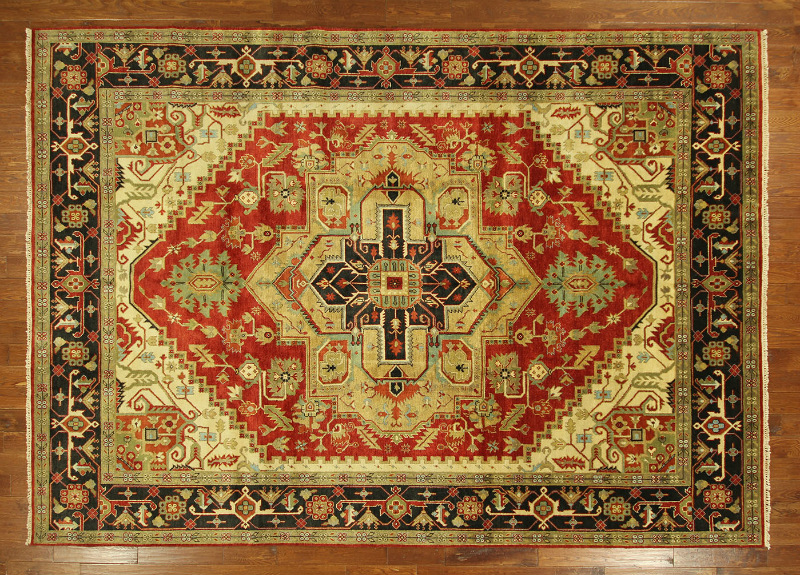 H6317 Holiday Sale Red Heriz Serapi Floral 10 X 14 Ft. Hand Knotted Wool Area Rug