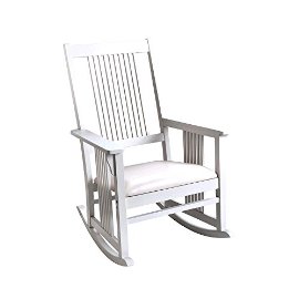 Mission Style Adult Rocking Chair With Upholstered Seat - White