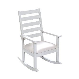 4100w Mission Style Childrens Rocking Chair With Upholstered Seat - White