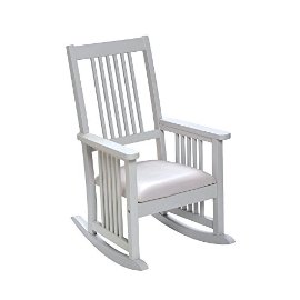 4200w Mission Style Childrens Rocking Chair With Upholstered Seat - White