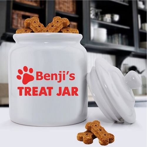 Gc1229 Personalized Colorful Classic Dog Treat Jar, 4 Designs & 9 Colors