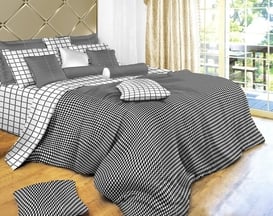 Dm497t Black And White Check Luxury 6 Piece Duvet Cover Set, Twin