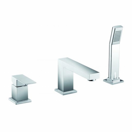 Ab2322-pc Single Lever Bathroom Faucet With Square Hand Held Pull-out Shower Head, Polished Chrome