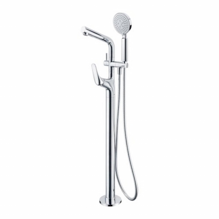 Floor Mounted Tub Filler Plus Mixer With Additional Hand Held Shower Head, Brushed Nickel