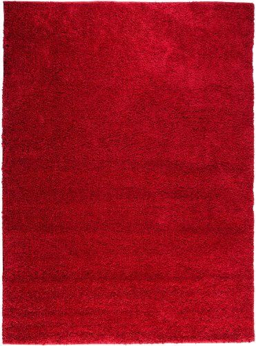 6 Ft. 7 In. X 9 Ft. 10 In. Madison Shag Plain Area Rug - Red