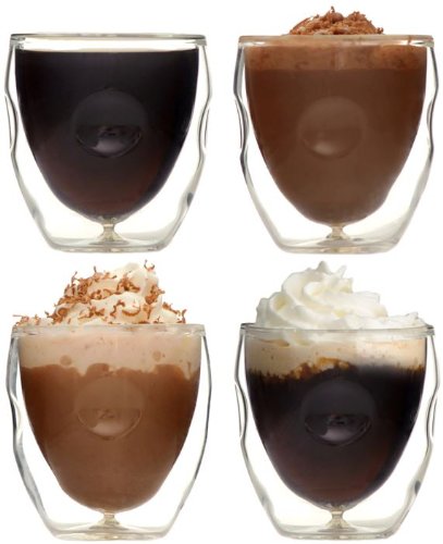 Dw020a Moderna Artisan Series Double Wall Beverage And Espresso Shot Glasses, Set Of 4