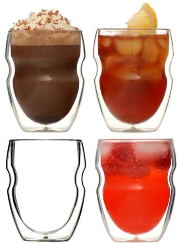 Dw080as Serafino Double Wall Insulated Beverage And Coffee Glasses, Set Of 4