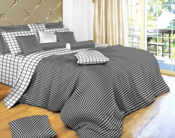 UPC 745704000085 product image for Black and White Check Luxury 6 Piece Duvet Cover Set, King | upcitemdb.com