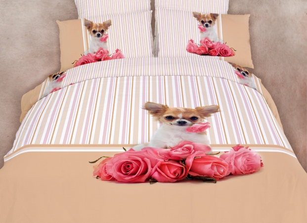 Dm487q Queen Girls Bedding Cute Dog Print Duvet Cover Set