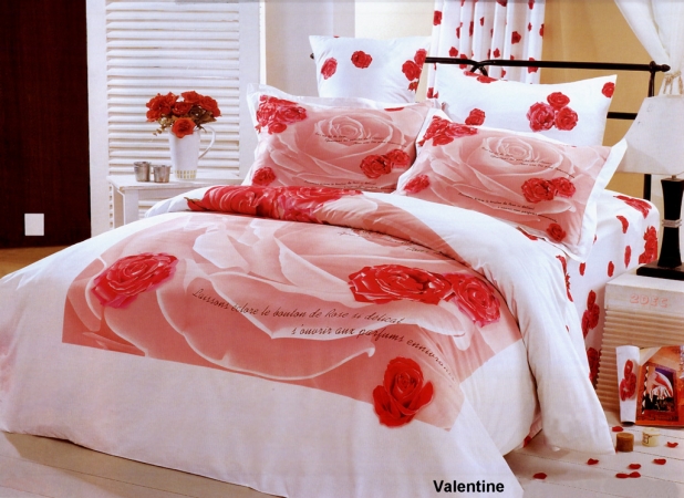 Le04t Girls Teen Bedroom Bedding Floral Twin Duvet Covet Set, Valentine
