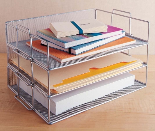 Ybmhome 2303 Mesh Stackable Paper Tray In Silver