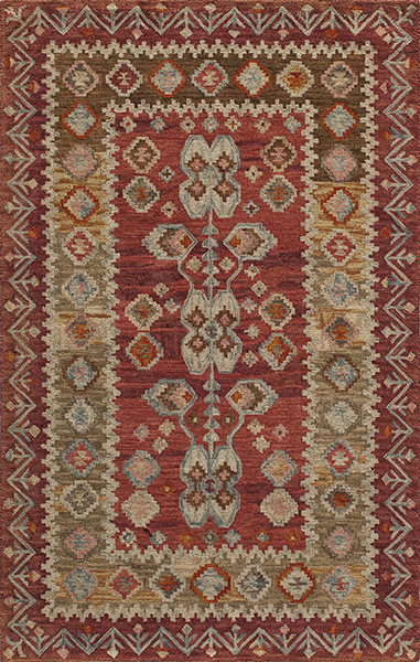 27148 Tangier Indian Hand Tufted Rug, Red - 5 X 8 Ft.