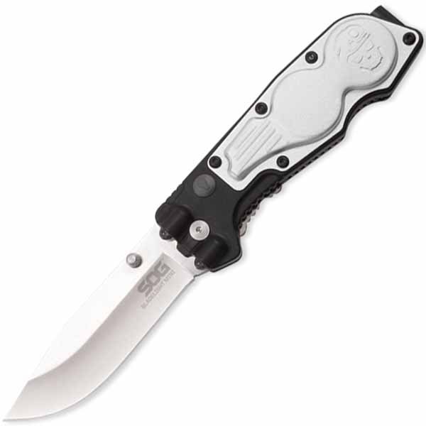 Blt60-cp Bladelight Mini Black & Silver Handle Satin Plain Clam Knife