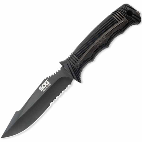Ss1003-cp Seal Strike Black Handle Tini Combo Edge With Deluxe Sheath Knife