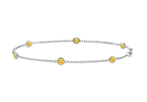 UPC 752516000004 product image for Created Yellow Sapphire Station Bracelet in Bezel Set 14K Yellow Gold 7 in. Leng | upcitemdb.com