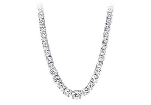 Graduated Necklace With 16 Carat Cz Tennis In 14k White Gold