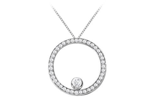 Diamond Circle Of Love Pendant In 14k White Gold 1 Carat Diamonds